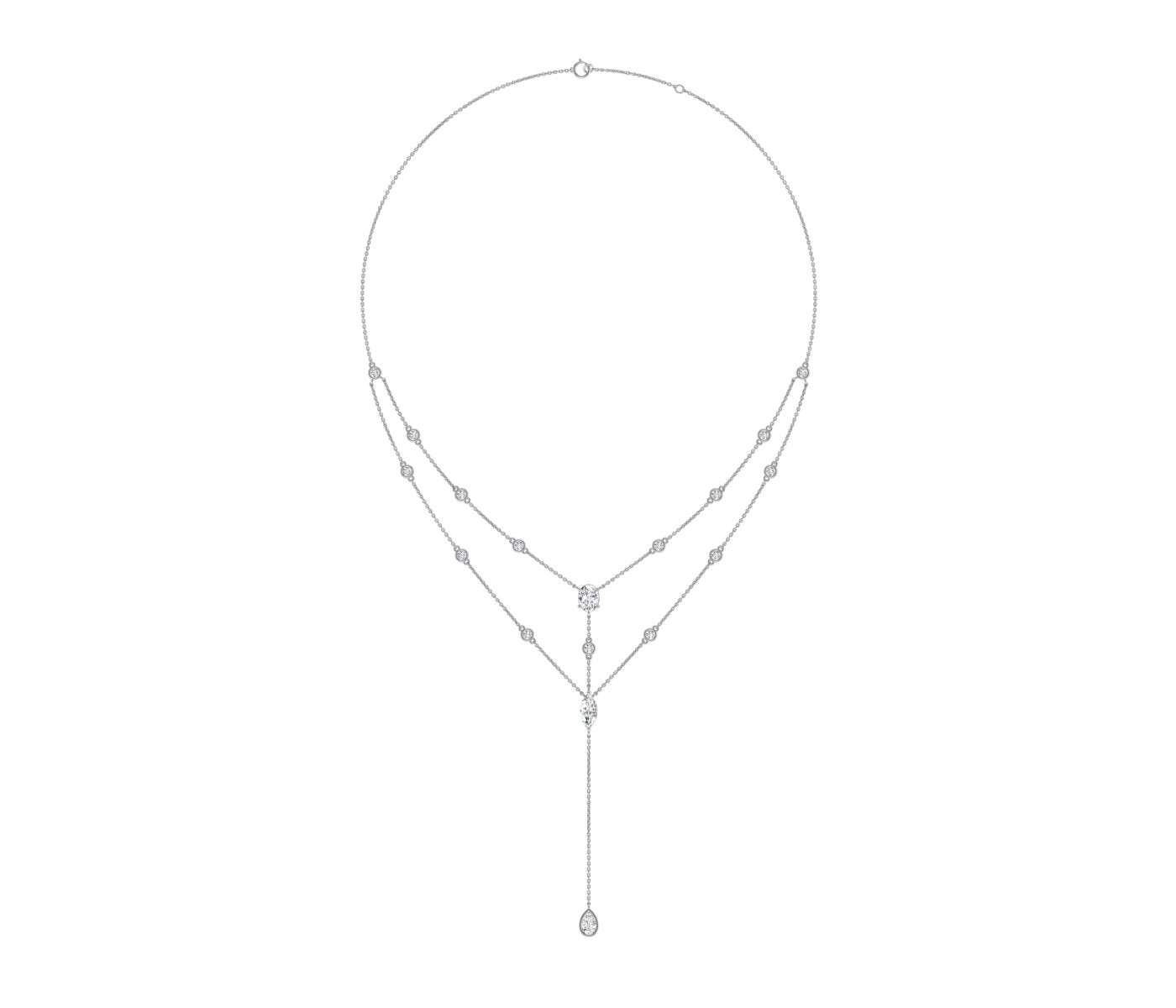 18K Cluster Diamond Pendant Necklace — TOP