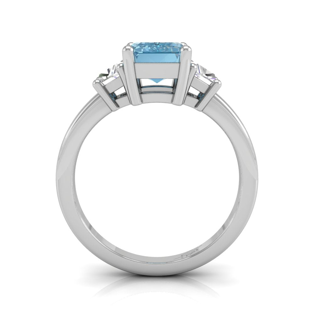 18K White Gold Trilogy Radiant Diamond Ring — FRONT
