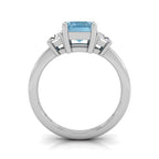 18K White Gold Trilogy Radiant Diamond Ring — FRONT