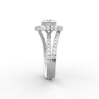 18K White Gold Halo Round Diamond Ring — SIDE