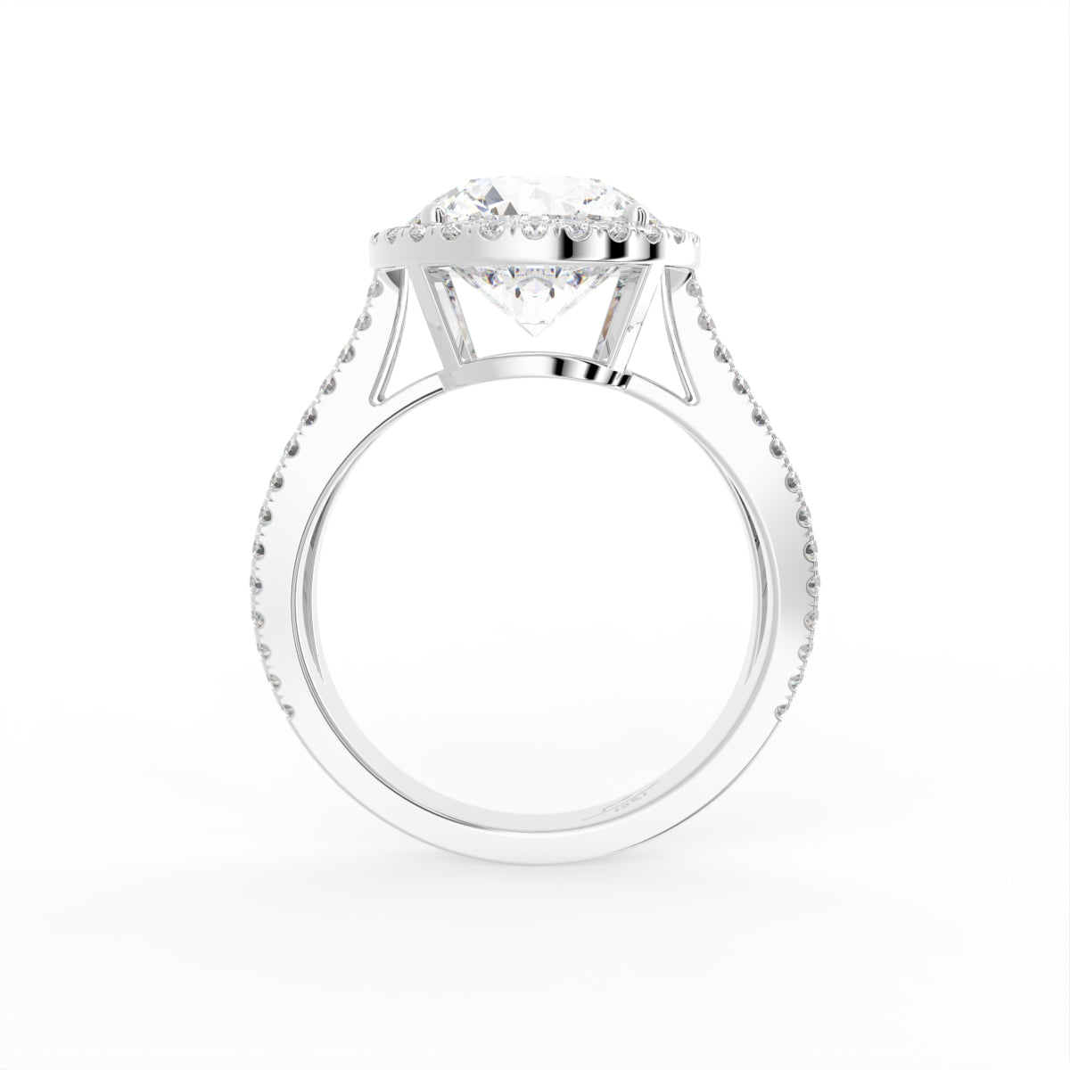 18K Halo Round Diamond Engagement Ring — FRONT