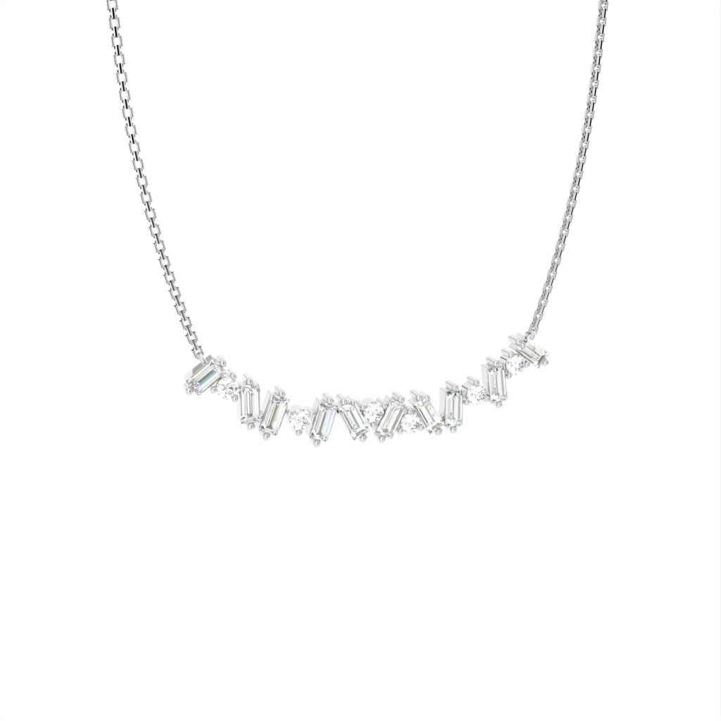 18K Bespoke Baguette Diamond Pendant — 3D VIEW