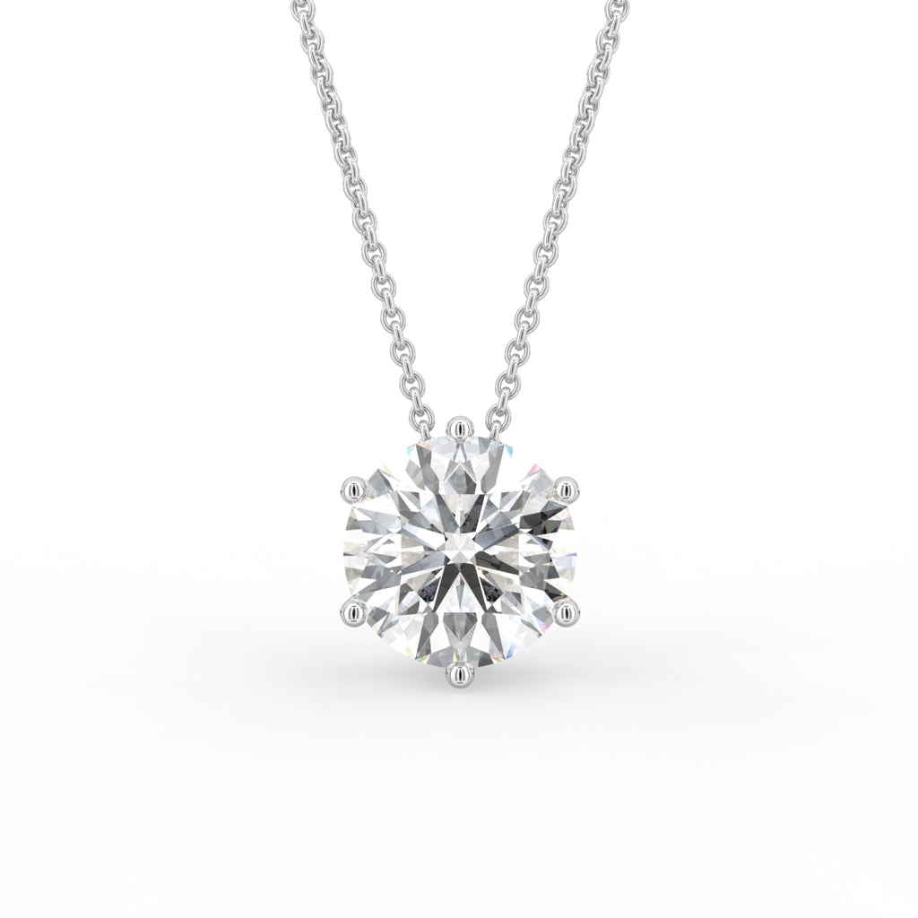 18K Round Solitaire Diamond Pendant — FRONT