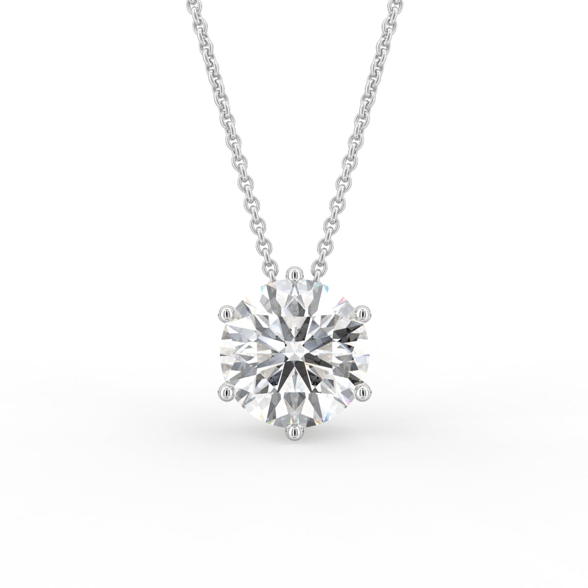 18K Round Solitaire Diamond Pendant — FRONT