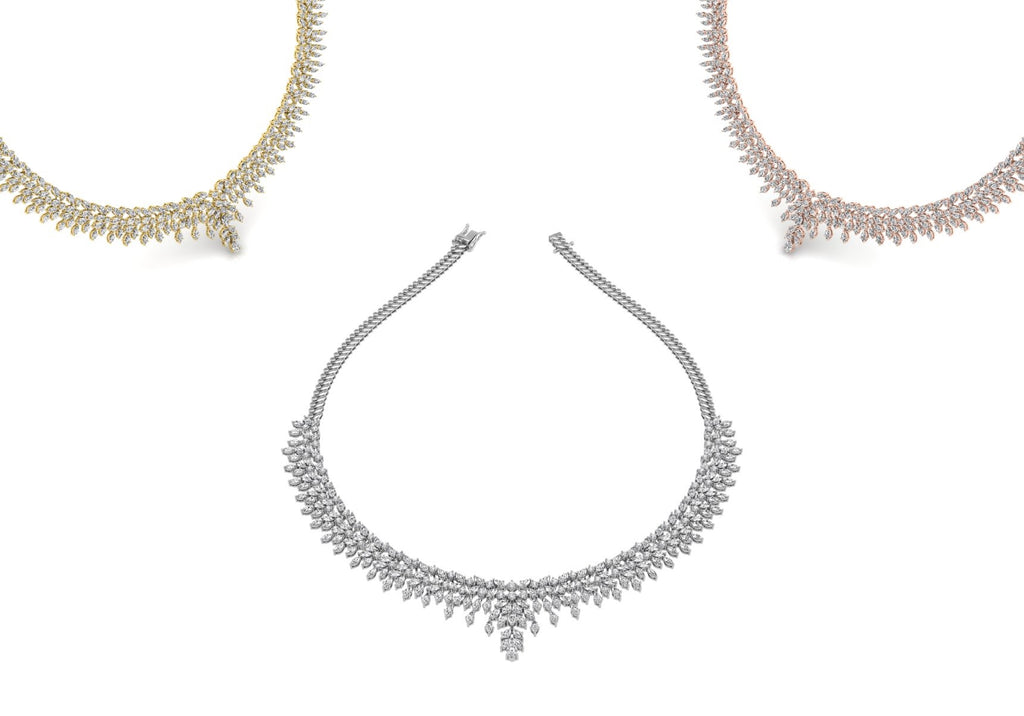 18K Pear Diamond Necklace — 3 COLOR
