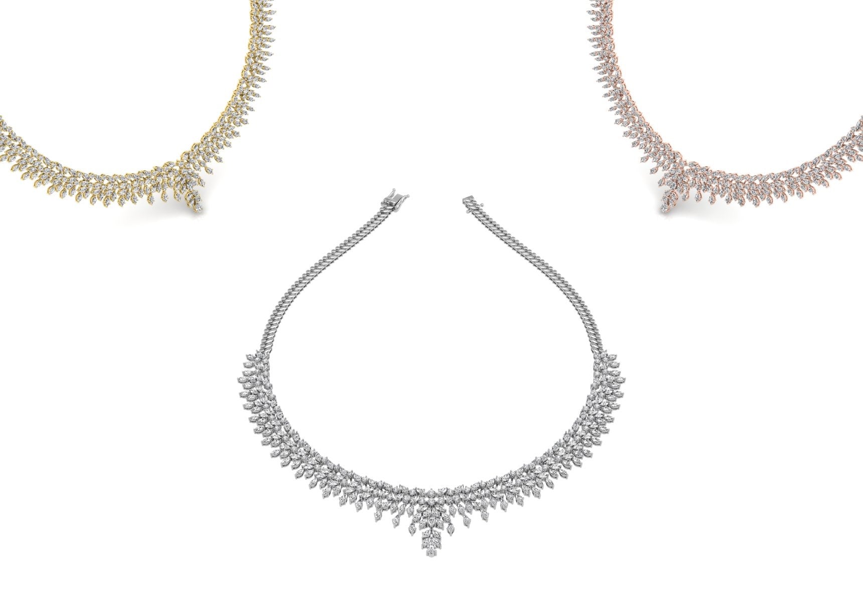 18K Pear Diamond Necklace — 3 COLOR