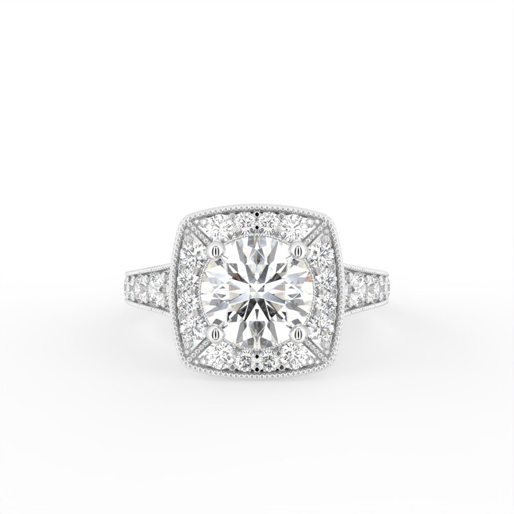 18K Halo Diamond Ring — TOP