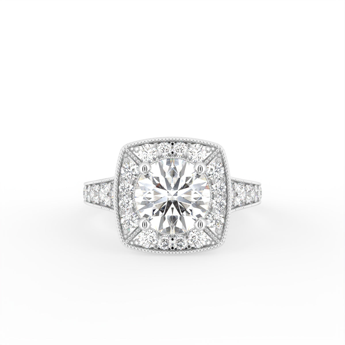 18K Halo Diamond Ring — TOP