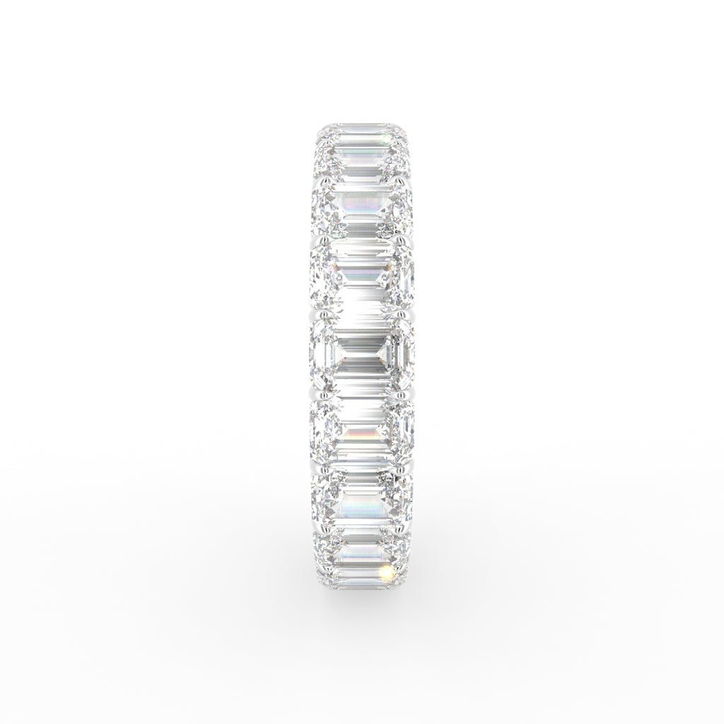 18K Full Eternity Emerald Cut Diamond Ring — SIDE