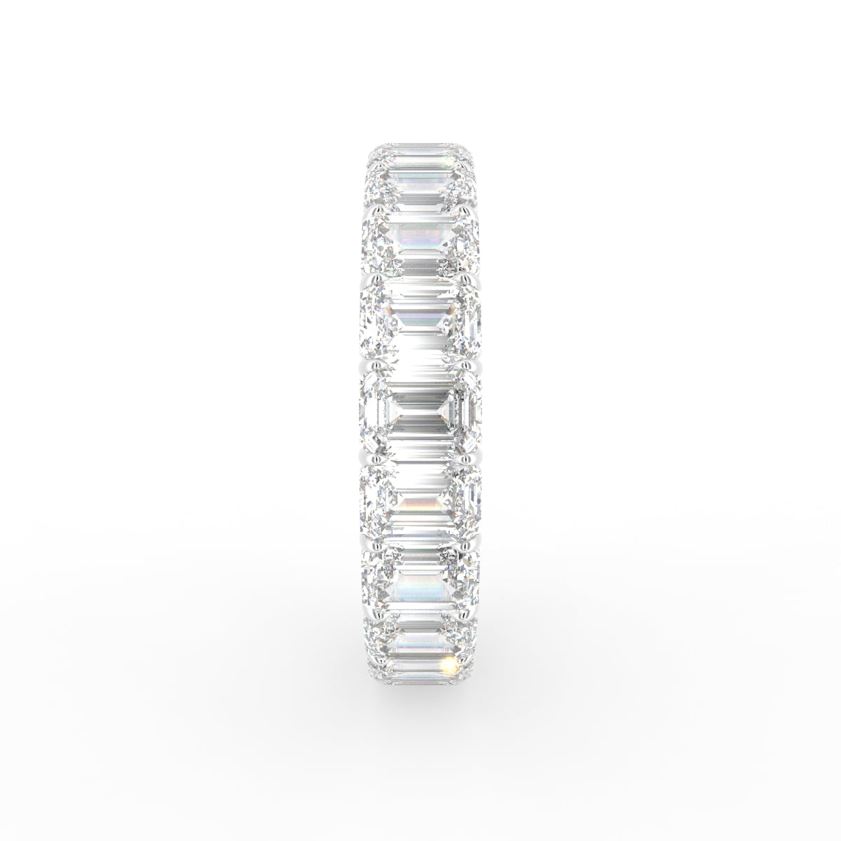 18K Full Eternity Emerald Cut Diamond Ring — SIDE
