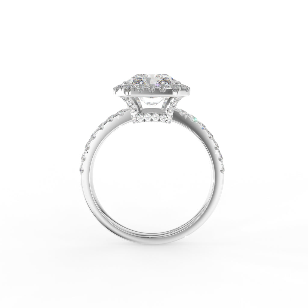 18K Halo Radiant Diamond Ring — FRONT