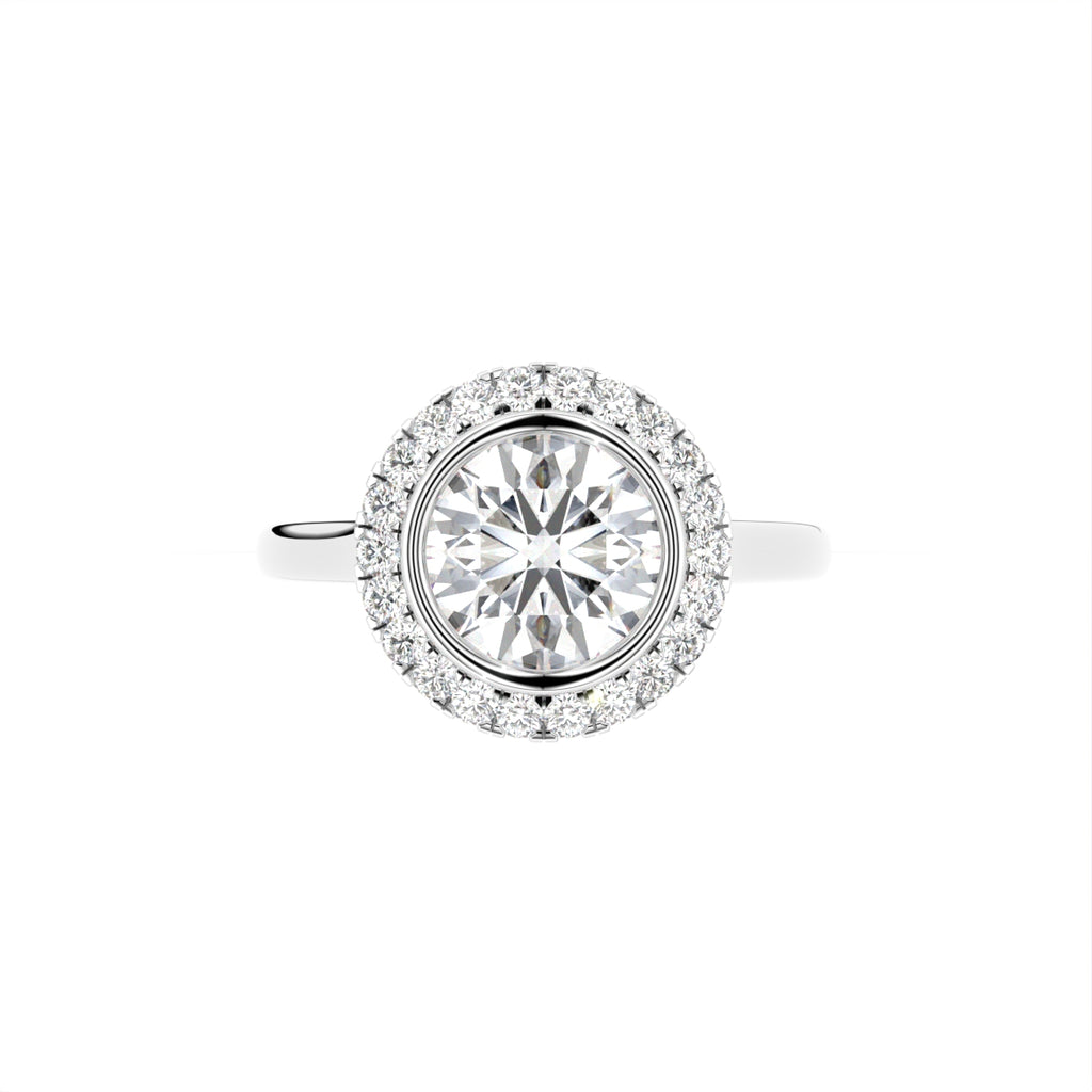 18K Halo Round Diamond Ring — TOP