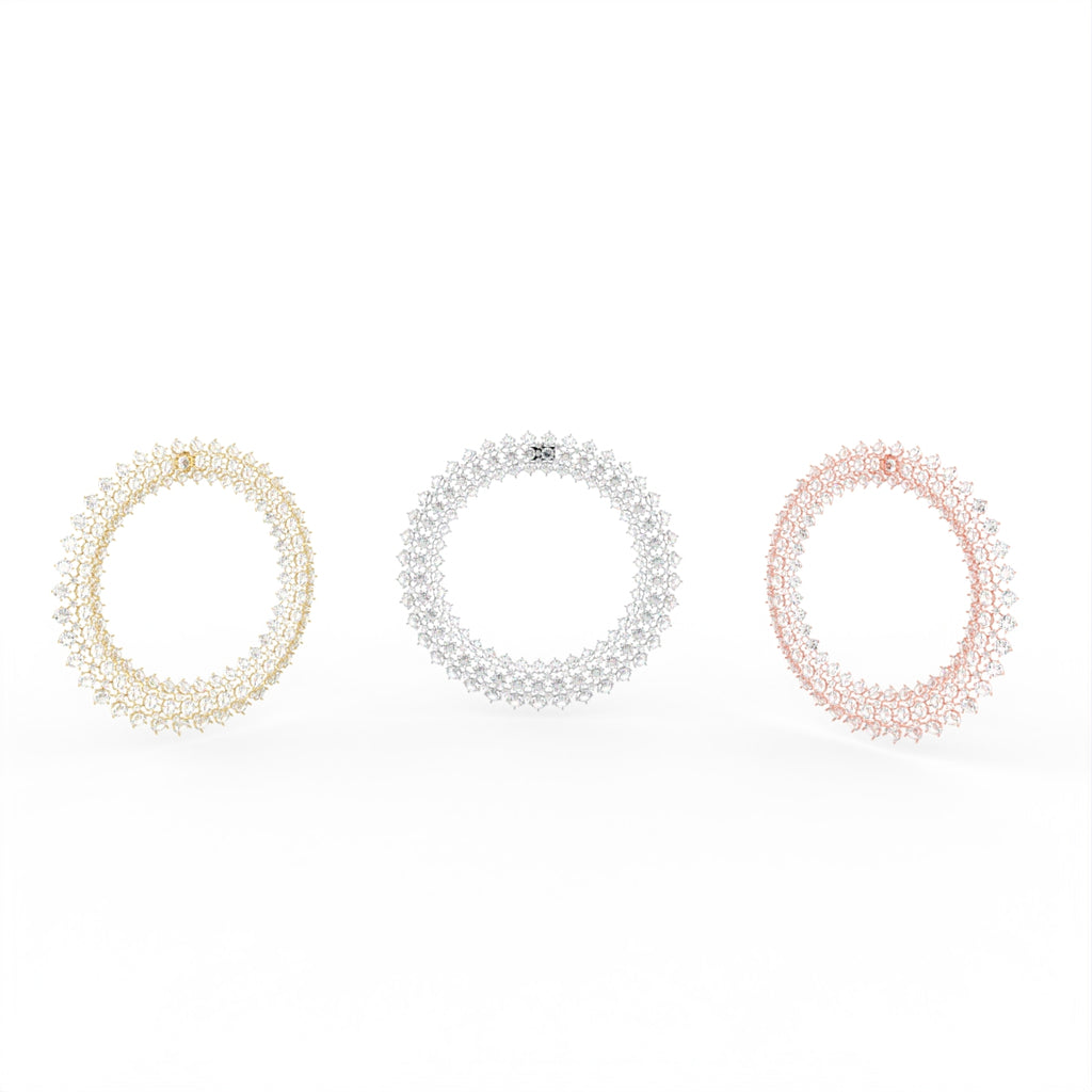 Sterling Silver Diamond Necklace — 3 COLOR