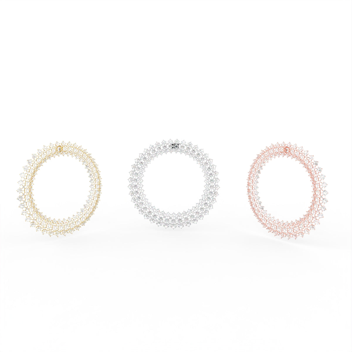 Sterling Silver Diamond Necklace — 3 COLOR