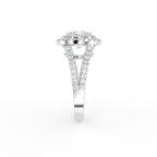18K Halo Cushion Diamond Engagement Ring — SIDE