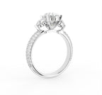 18K Oval Shoulder Set Diamond Engagement Ring — 3D VIEW