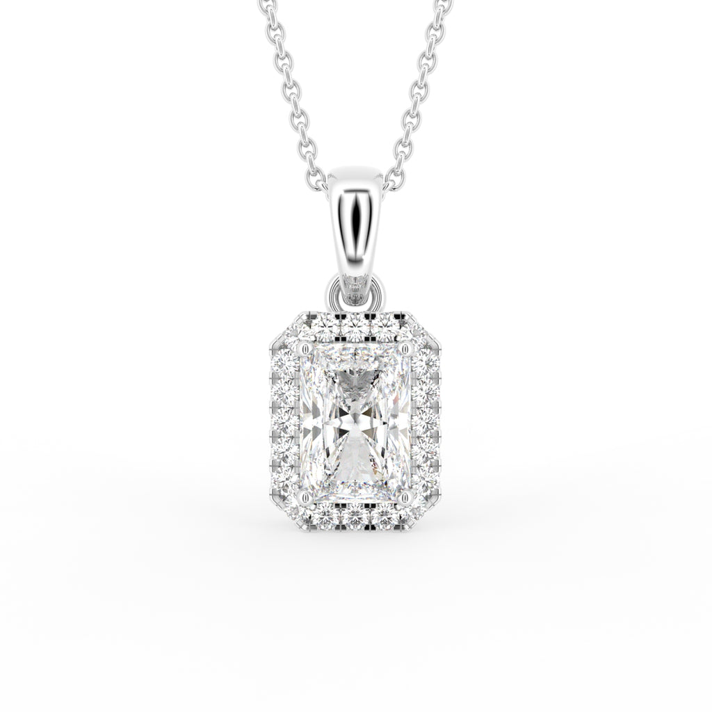 18K Halo Pink Diamond Pendant — FRONT