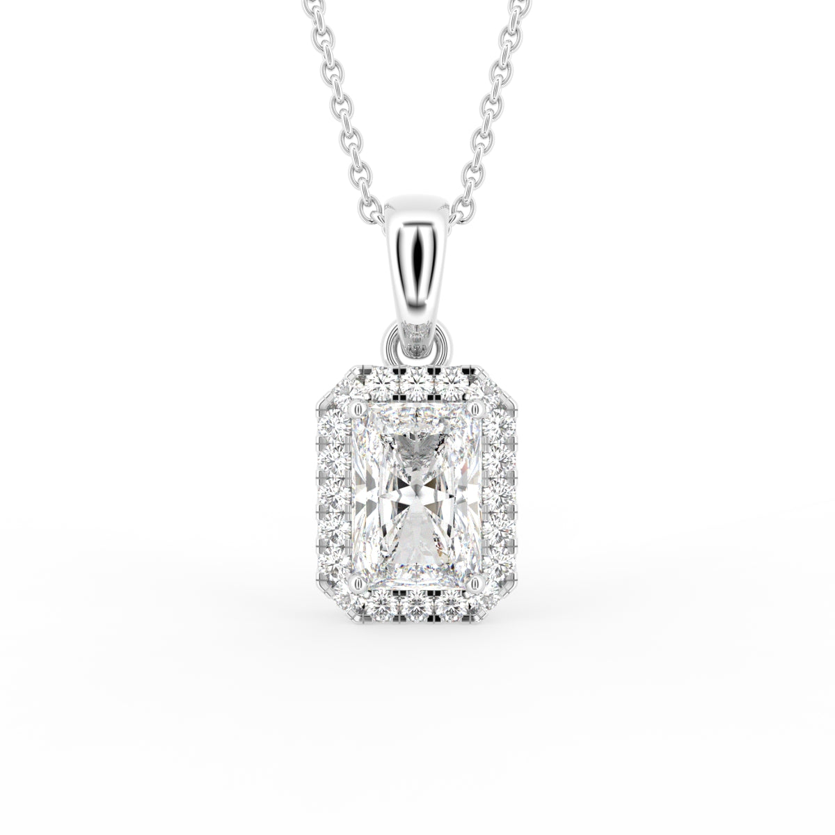 18K Halo Pink Diamond Pendant — FRONT