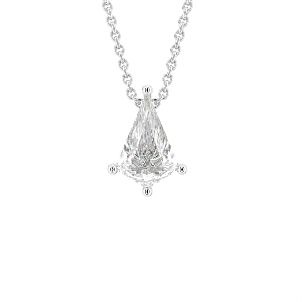 18K Solitaire Fancy Cut Diamond Pendant — FRONT