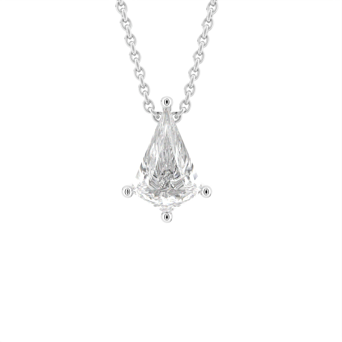 18K Solitaire Fancy Cut Diamond Pendant — FRONT