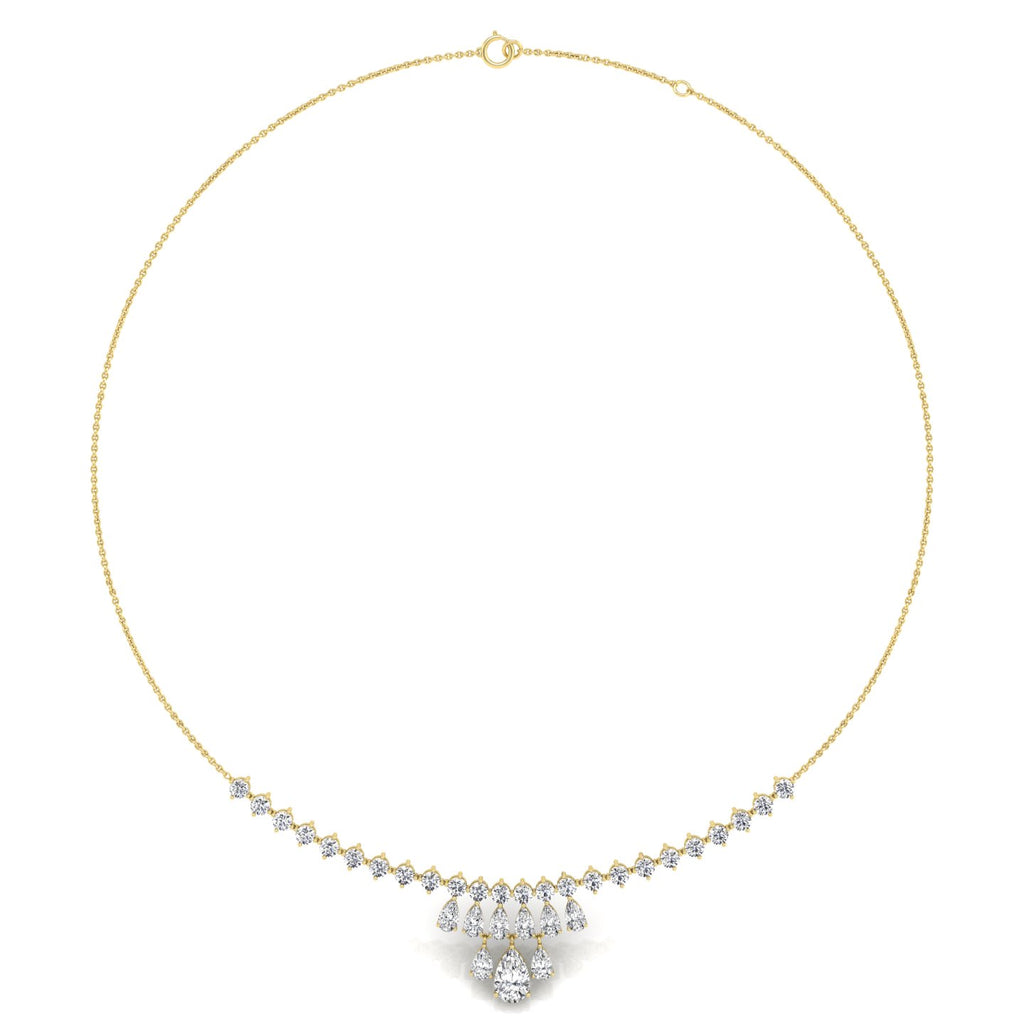 18K Yellow Gold Geometric Diamond Necklace — TOP