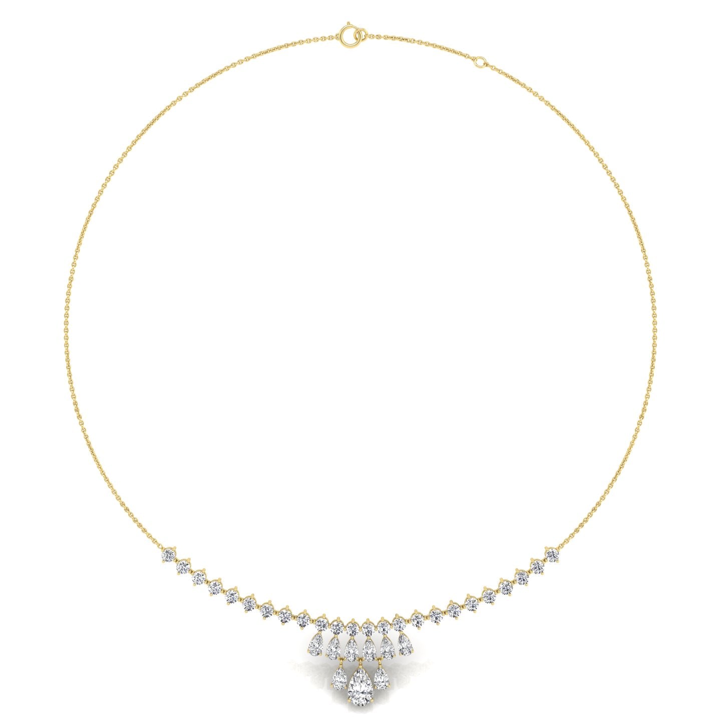 18K Yellow Gold Geometric Diamond Necklace — TOP
