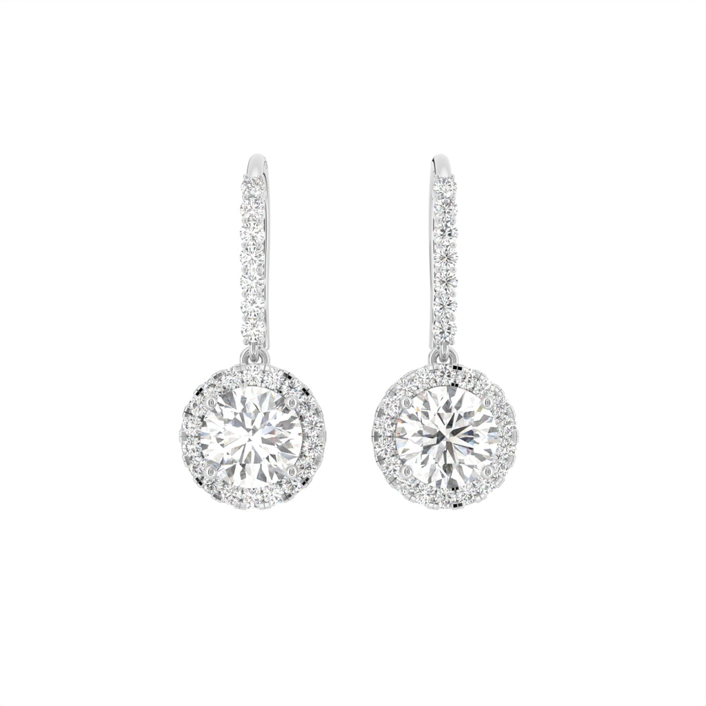 18K Round Diamond Drop Earrings — TOP