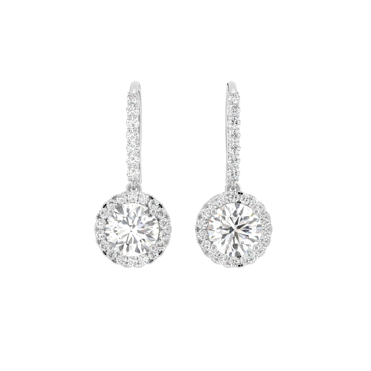 18K Round Diamond Drop Earrings — TOP