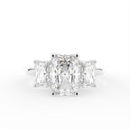 18K White Gold Trilogy Emerald Diamond Engagement Ring — TOP