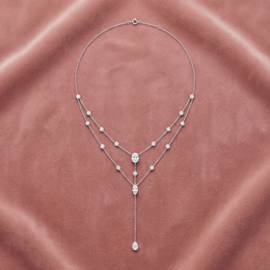 18K Cluster Diamond Pendant Necklace — AI cloth, in-house