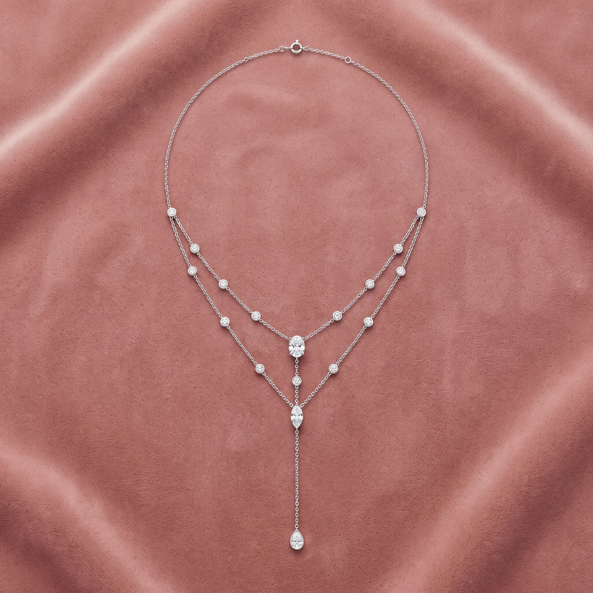 18K Cluster Diamond Pendant Necklace — AI cloth, in-house