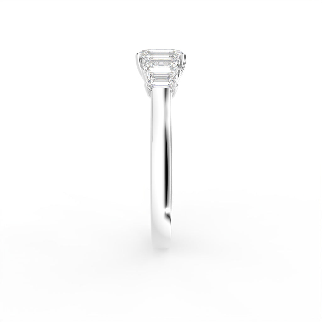 18K Bespoke Emerald-Cut Diamond Engagement Ring — SIDE