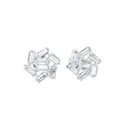 18K Baguette Diamond Cluster Stud Earrings — 3D VIEW