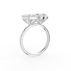 18K Emerald and Heart Diamond Engagement Ring — 3D VIEW