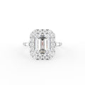 18K Halo Emerald-Cut Diamond Engagement Ring — TOP