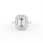 18K Halo Emerald-Cut Diamond Engagement Ring — TOP