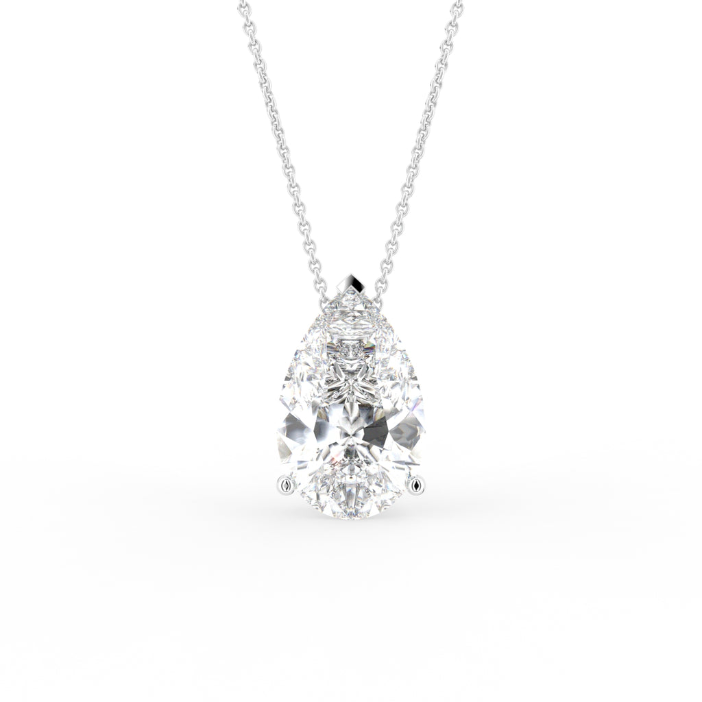 18K Solitaire Pear Diamond Pendant — FRONT
