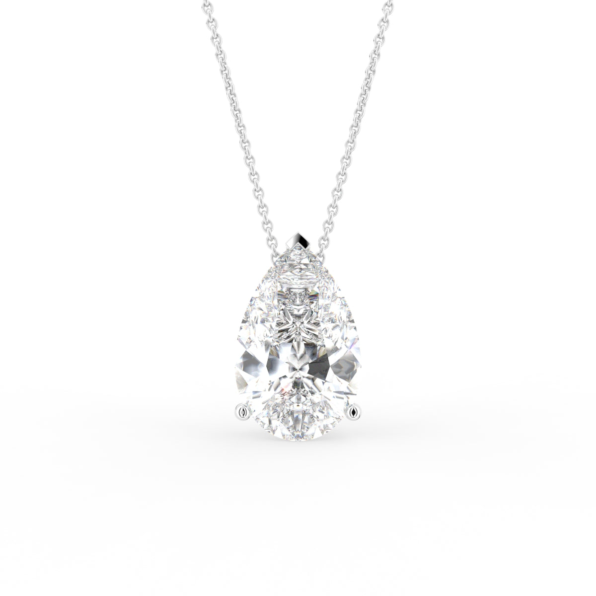 18K Solitaire Pear Diamond Pendant — FRONT