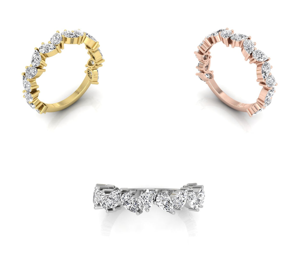 18K Eternity Pear Diamond Ring — 3 COLOR