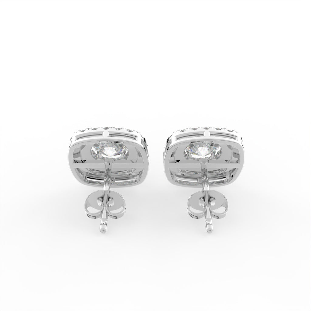 18K Halo Lab Grown Diamond Earrings — BACK