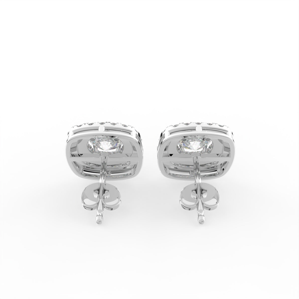 18K Halo Lab Grown Diamond Earrings — BACK