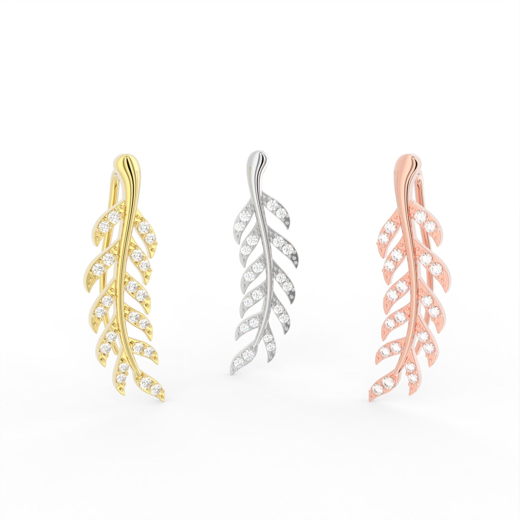 Sterling Silver Diamond Earrings — 3 COLOR