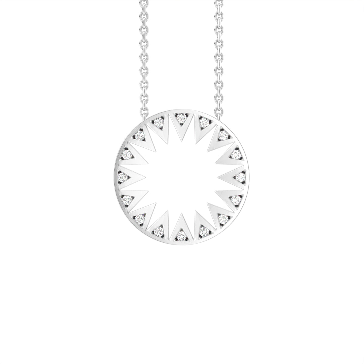 18K Yellow Gold Bespoke Round Diamond Pendant — FRONT
