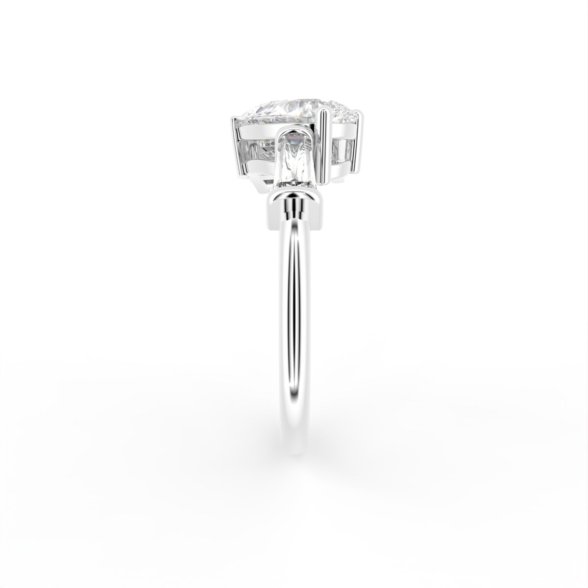 vimg:Z00303|18K White Gold Bespoke Pear Diamond Ring — SIDE