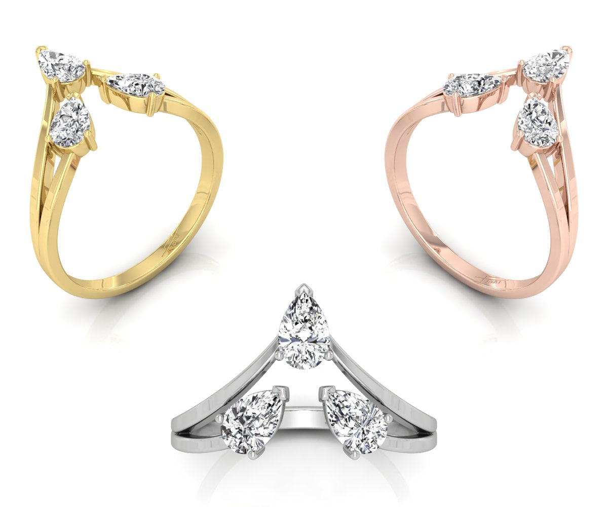18K Bespoke Pear Diamond Ring — 3 COLOR