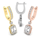 18K Halo Round Diamond Drop Earrings — 3 COLOR