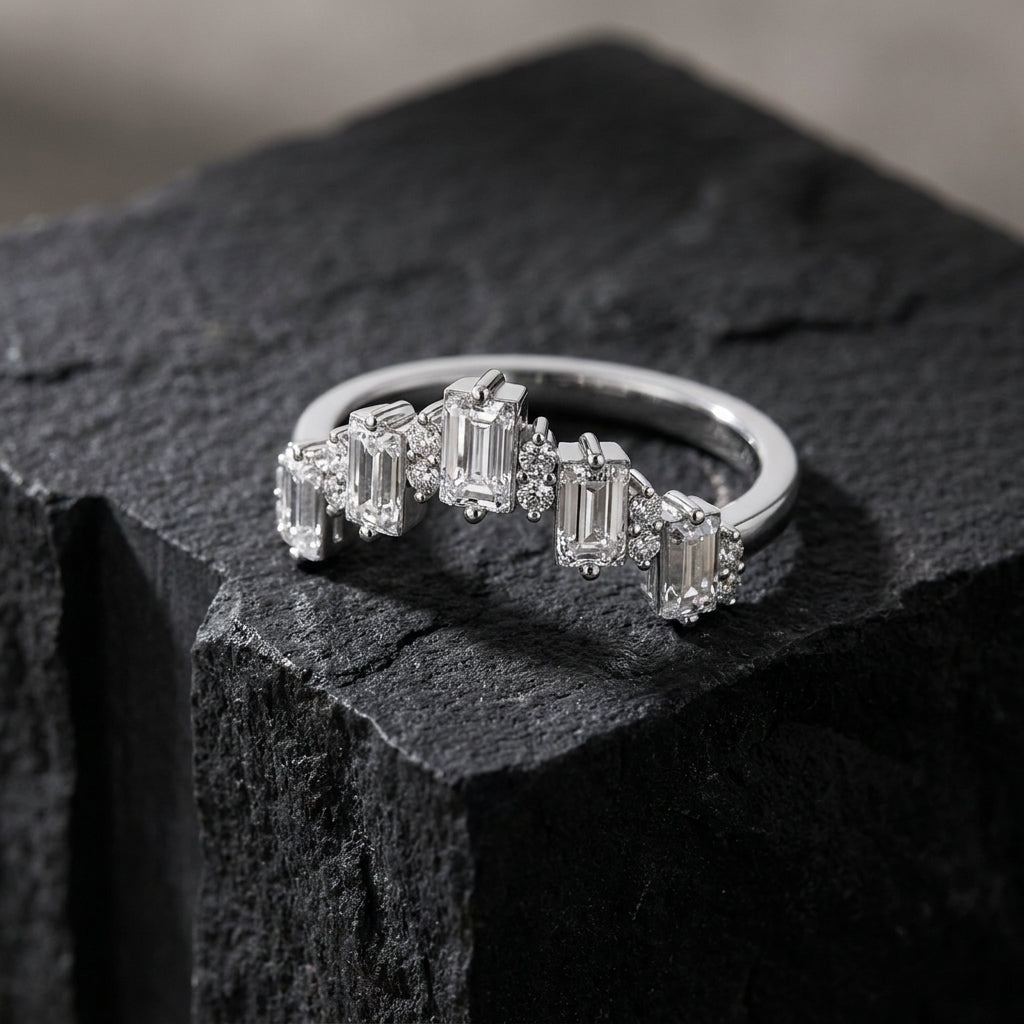 18K White Gold Baguette Diamond Ring