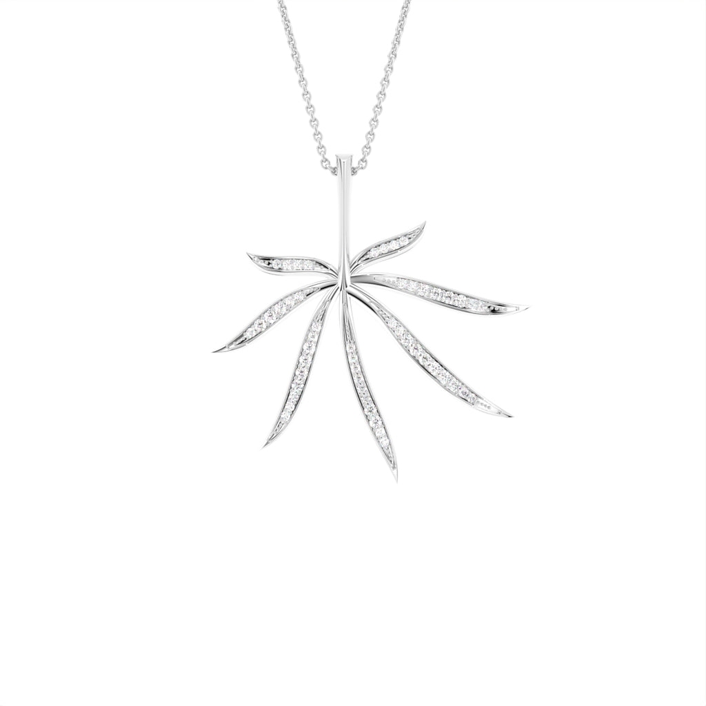 14K White Gold Round Diamond Pendant — FRONT