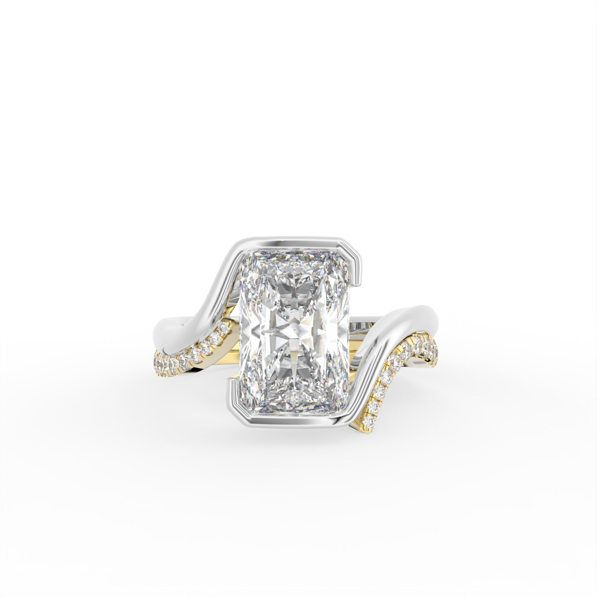 Sterling Silver Radiant Diamond Ring — TOP