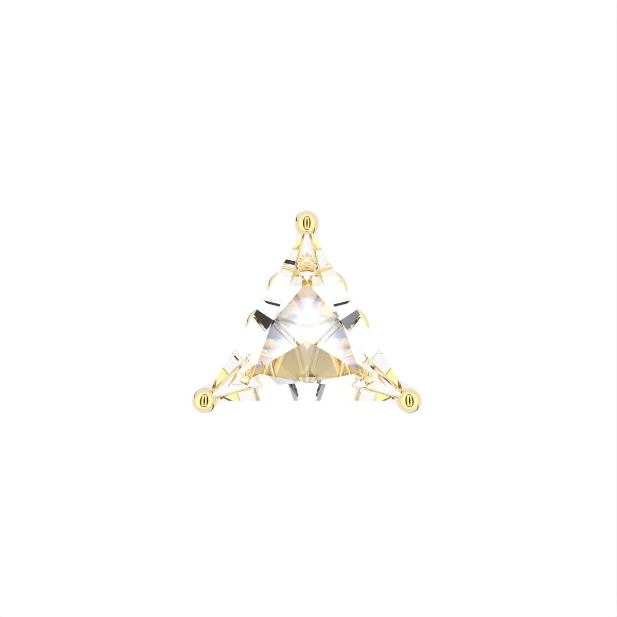 14K White Gold Triangle Cut Diamond Piercing Earrings — TOP